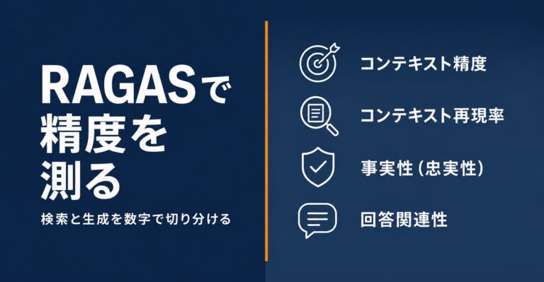 RAGASとは？RAGの精度を「検索」と「生成」に分けて数字で測る評価方法