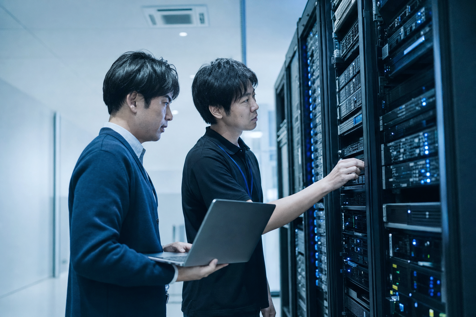 オンプレAI基盤構築のイメージ：閉域の自社サーバーに社内文書を集約し、AIが根拠つきで回答するRAG基盤