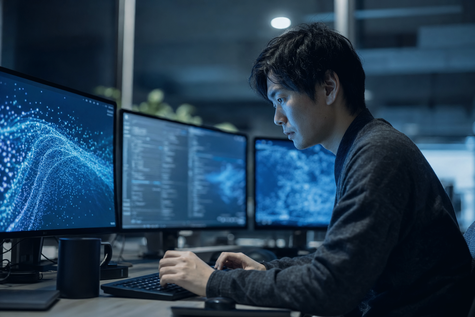 自社専用AI開発のイメージ：自社データでモデルをファインチューニングし、自社業務に特化した専用AIモデルを育てる